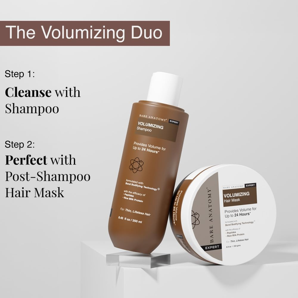 Bare Anatomy Volumizing Hair Mask | Volume for Upto 24 Hrs | Powered by Peptides & Rich Milk Protein | for Dense & Conditioned Hair | for Dry & Frizzy Hair | Sulphate & Paraben Free |Women & Men-250Gm image number 6