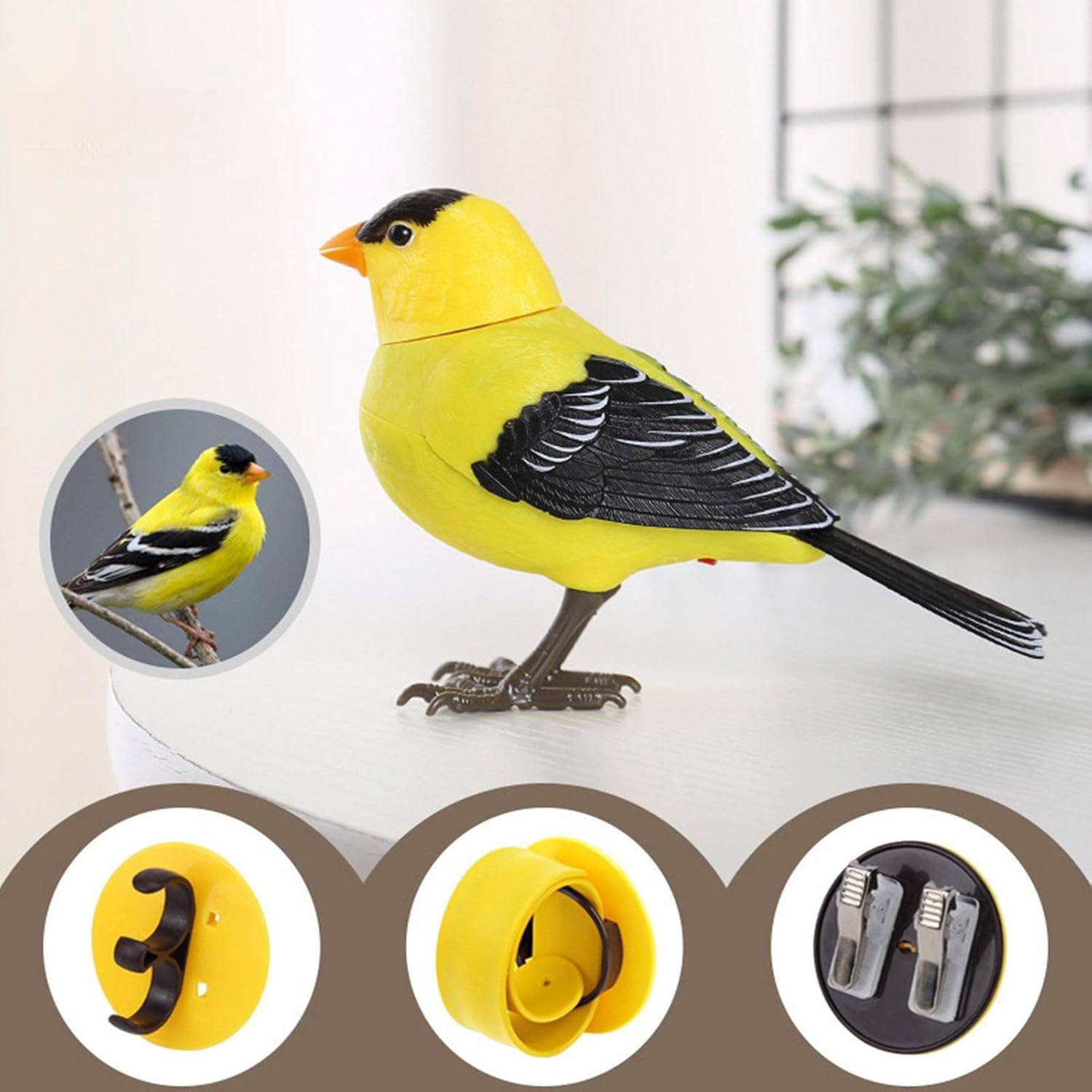 Electric Singing and Chirping Bird Toy, Motion and Sound Activated, Simulation Birds Making Sounds Interactive Toys Tree Ornaments, Pet Supplies Garden Decorations for Kids Toys - Abd03 image number 7