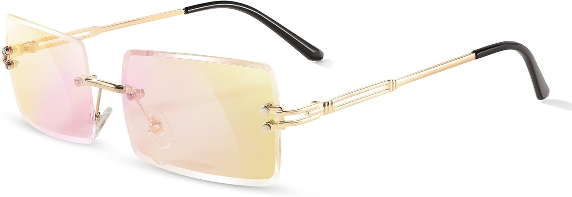 FEISEDY Vintage Rimless Sunglasses for Women Candy Color Sun Glasses UV400 Protection Rectangle Frameless B2642 image number 1