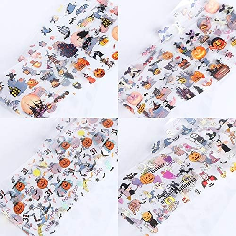 10Pcs Colorful Patterns Nail Art Sticker Mixed Halloween Style for Manicure Tools Nail Art Stickers Decals 20X4Cm Zhengpingpai image number 5