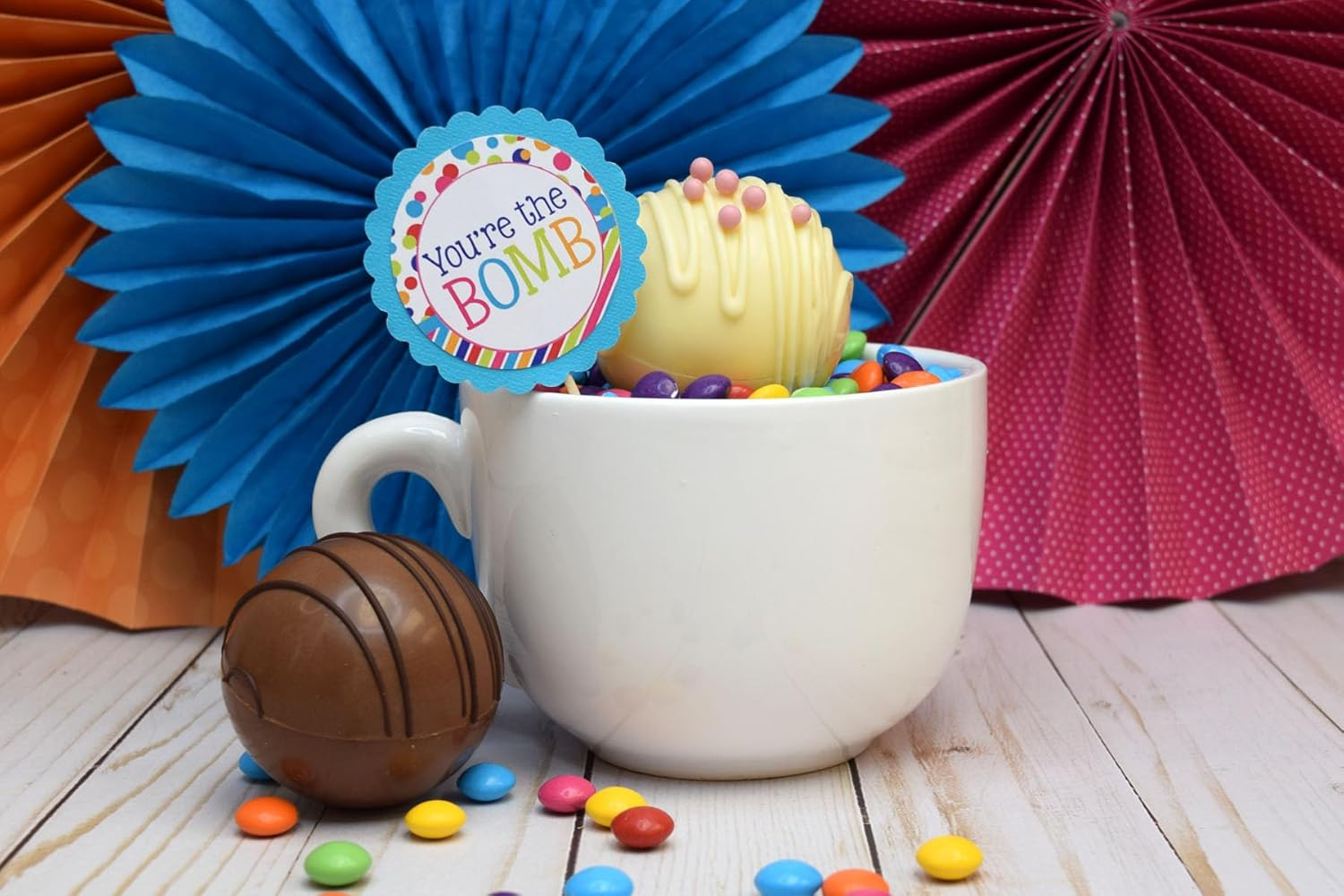 You'Re the Bomb Colorful Polka Dots Hot Cocoa Bomb Sticker Labels, Total of 40 2" Circle Stickers (20 Sets of 2) by Amandacreation image number 6