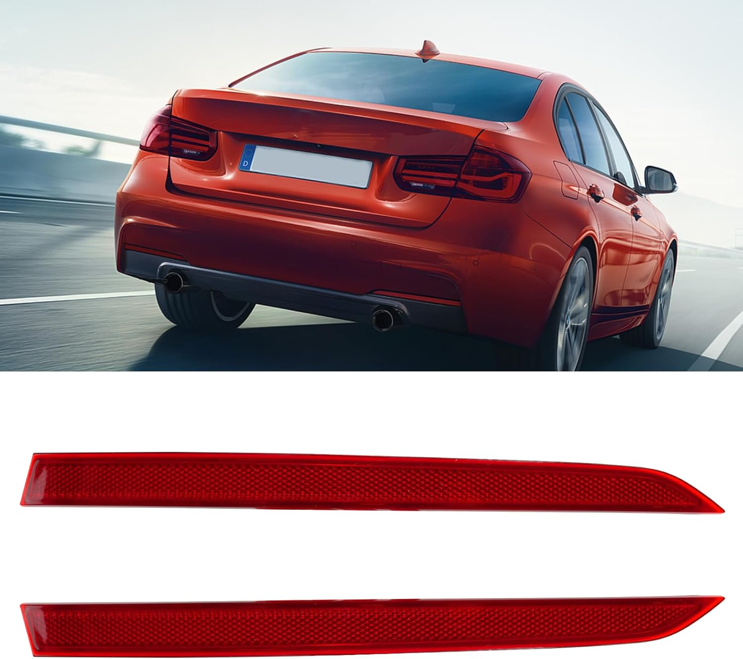 Jaronx Compatible with BMW Rear Bumper Reflector for 3 Series F30 Sedan/F31 Touring M Sport 2013-2018,For BMW 63147847165 63147847166 Left/Right Rear Bumper Red Marker Tail Reflector Light Replacement image number 2