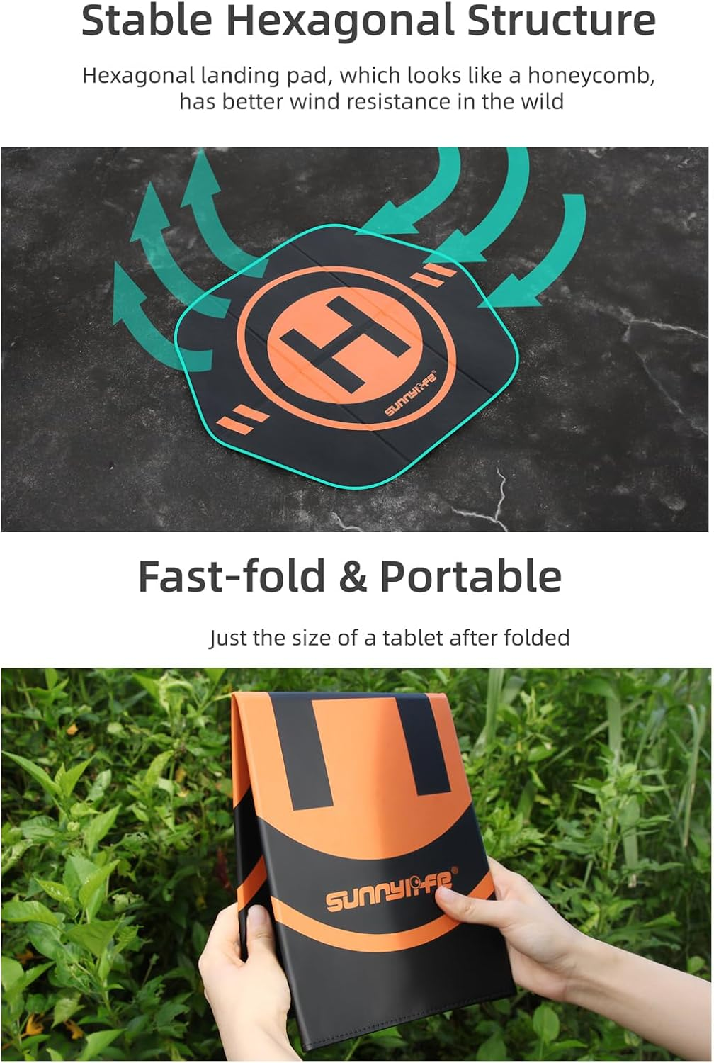 Nomel Mini Drone Landing Pad Hexagonal Foldable Waterproof Mat for DJI Avata 2/Mini 4 Pro/Neo/Air 3, Double-Sided PU Leather Takeoff & Landing Accessory 35Cm, Travel-Friendlyl-Friendly image number 4
