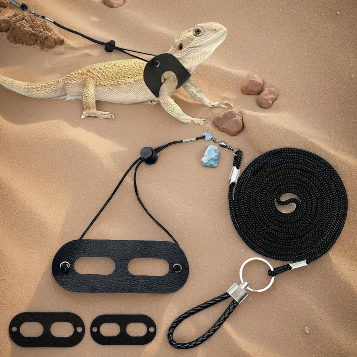 Bearded Dragon Harness | Bearded Dragon Cord and Harness Set | Adjustable Traction Accessories for Reptile Small Pets Turtle Hamster Travel Animal Escape Proof Walking Training image number 2