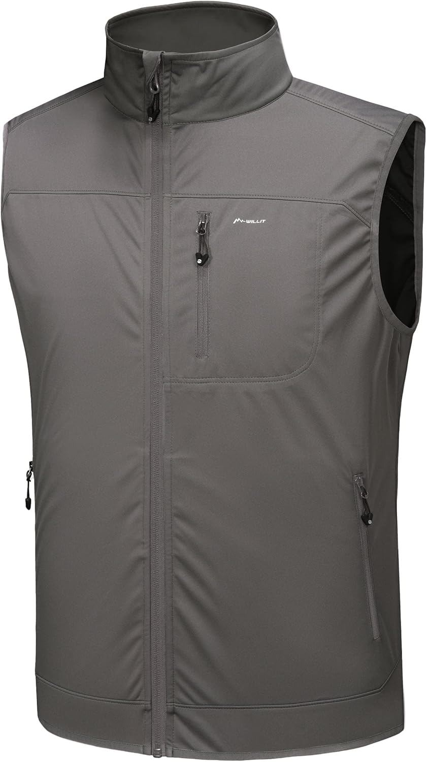 Willit Men'S Golf Vest Lightweight Softshell Vest Outerwear Sleeveless Jacket for Hiking Runing Causal