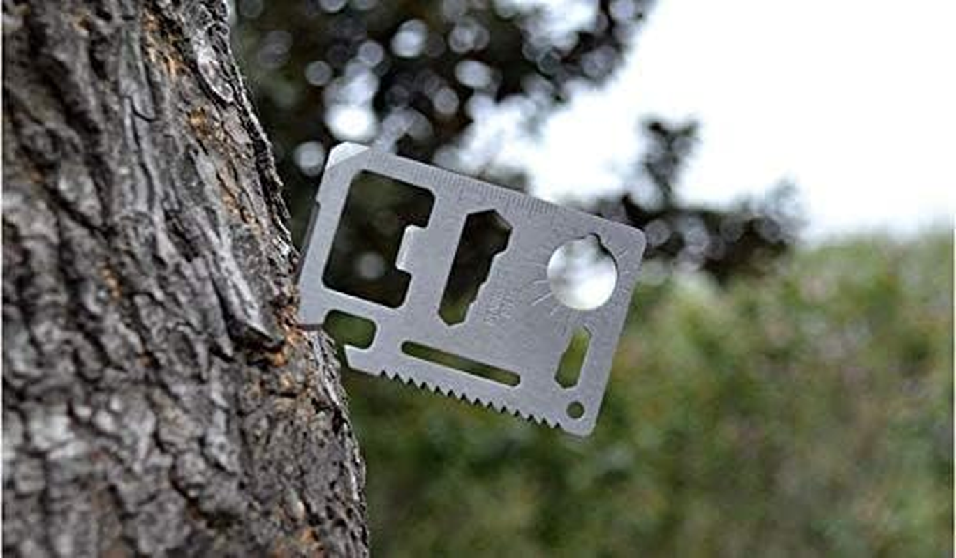 Credit Card 11-In-1 Survival Pocket Tool, Multi Function Portable Outdoor Thickened Stainless Tool, Multipurpose Bottle Opener, Can Opener, Lock Pick (1 PCS) image number 6
