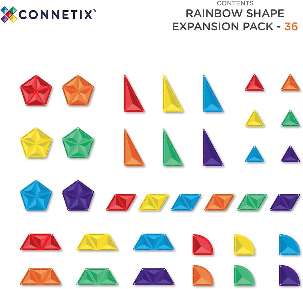 CONNETIX Magnetic Tiles Rainbow Shape Expansion Pack, 36 Pieces image number 4