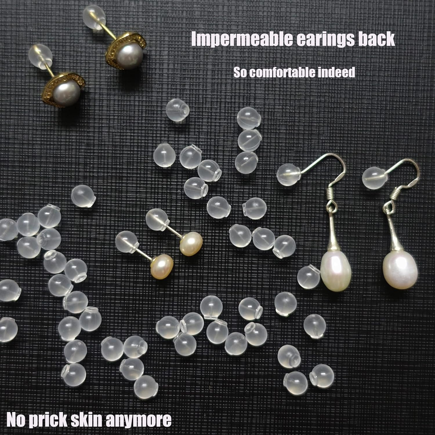 102Pcs Comfort Impenetrable Soft Safety Backs TPE Medical Grade Material (Same as Pacifier'S) Fit with All Types of Earrings - Amber image number 3