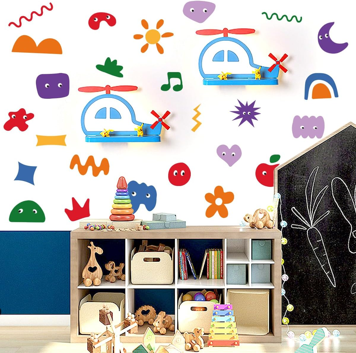 Clothmile 55.1 X 15.7 Inch Watercolor Jungle Animal Wall Decals Forest Animal Wall Sticker Elephant Tiger Giraffe Wall Decals for Kids Baby Nursery Playroom Bedroom Classroom Kindergarten Wall Decor