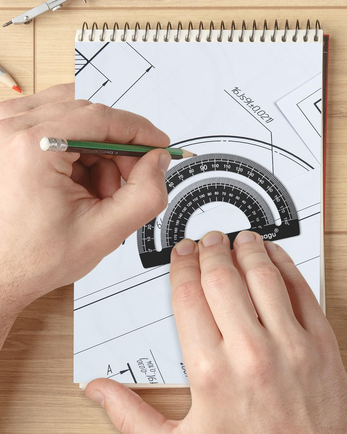 Honagu Triangular Ruler Set, 4 Pieces Aluminum Alloy Ruler, Metal Drafting Ruler, Geometric Protractor for Student,Draftsman, Engineers, Home School Office Supplies(20Cm/7.87Inch, Black) image number 5