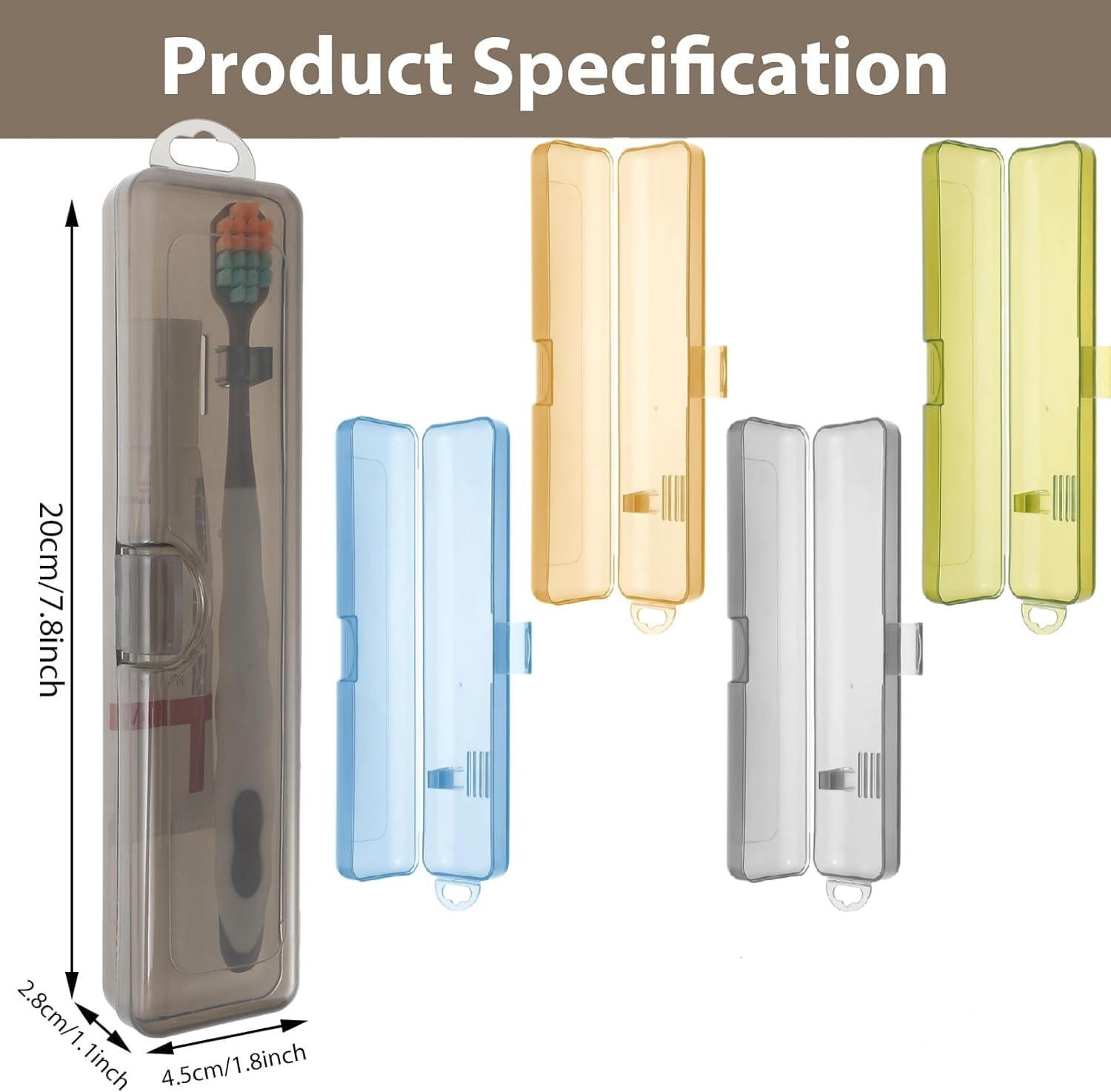 Portable Clear Travel Toothbrush Case, 4Pcs Plastic Transparent Toothbrush Carrying Boxes, Plastic Travel Size Toothbrush Holder for Traveling image number 5