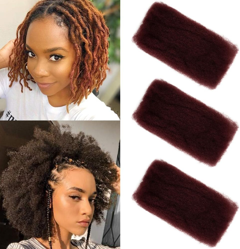 FASHION IDOL Afro Kinkys Bulk Real Hair for Dreadlock Extensions 10 Inches 1 Pack 50 G Natural Black Loc Repair Afro Kinky Braid Real Hair for Locs 1.8 Oz (Natural Black, per 16 Inches)