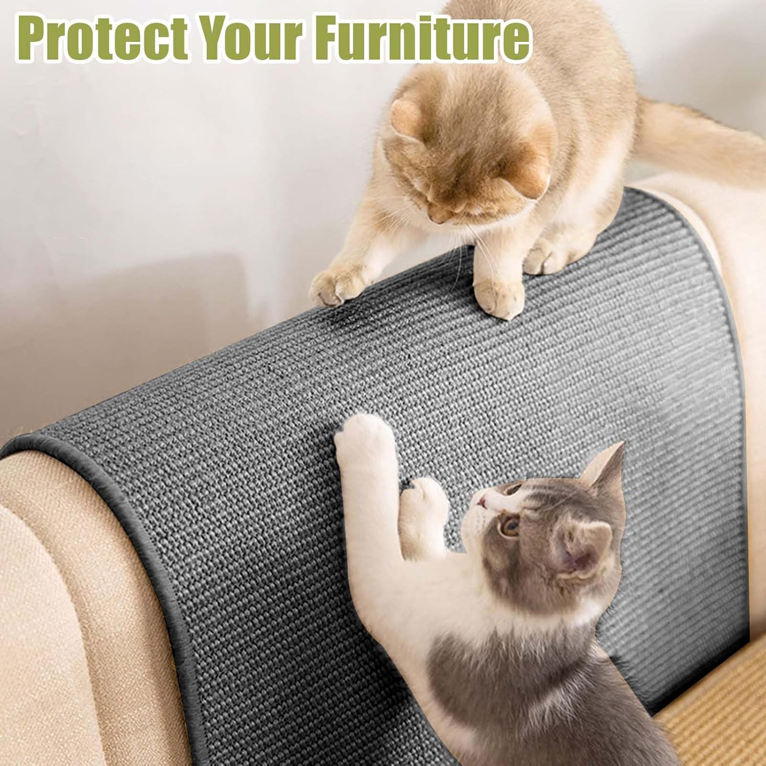 Pack of 2 Cat Scratching Mats: 50 X 30 Cm Scratching Boards Cat Sisal Cat Scratching Mat Cat Scratching Mat Cat Scratching Board Cat for Wall, Floor, Glass (Grey) image number 3