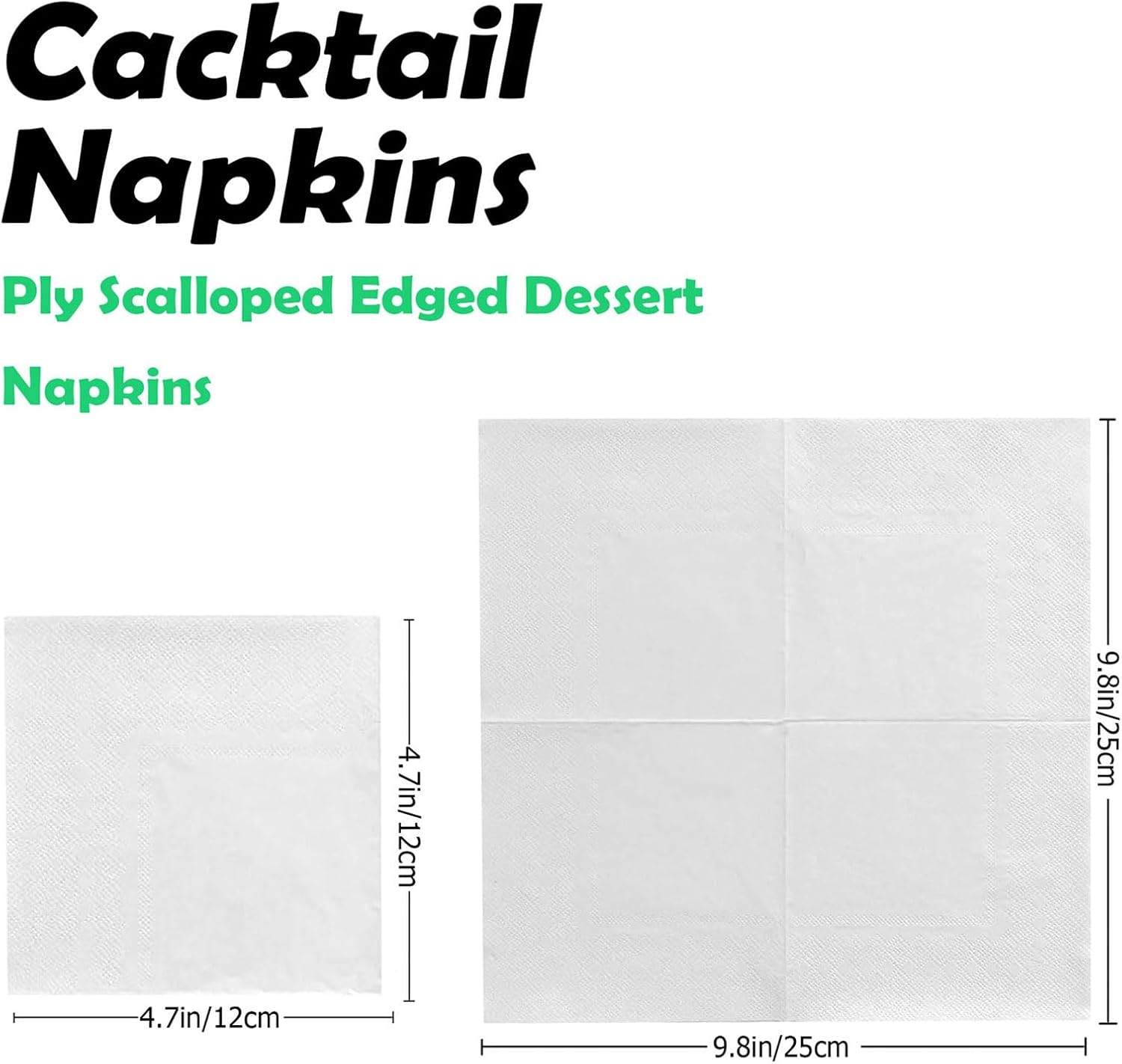 MBBUROYY Disposable Cocktail Napkins for Party,2-Ply Paper Napkins, Disposable Table Napkins,Pack of 100,Unfolded 25X25Cm,White image number 4