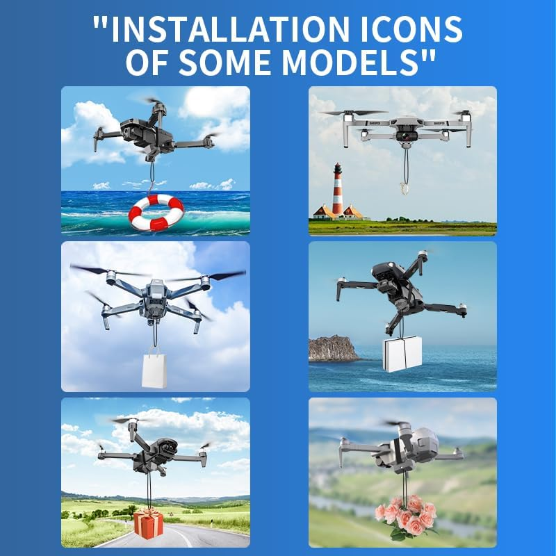 Drone Airdrop System, Release Device, Airdropper, Drone Accessories, USB Charge, 2.4G Remote, Compatible with DJI Mini 3 Pro、2、Se、Mavic Mini、Mavic Pro、Mavic Air、Fimi X8SE