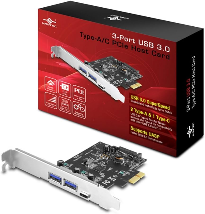 Vantec 2-Port USB 3.1 Gen II Type-A/C Pcie Host Card (UGT-PC371AC) image number 5