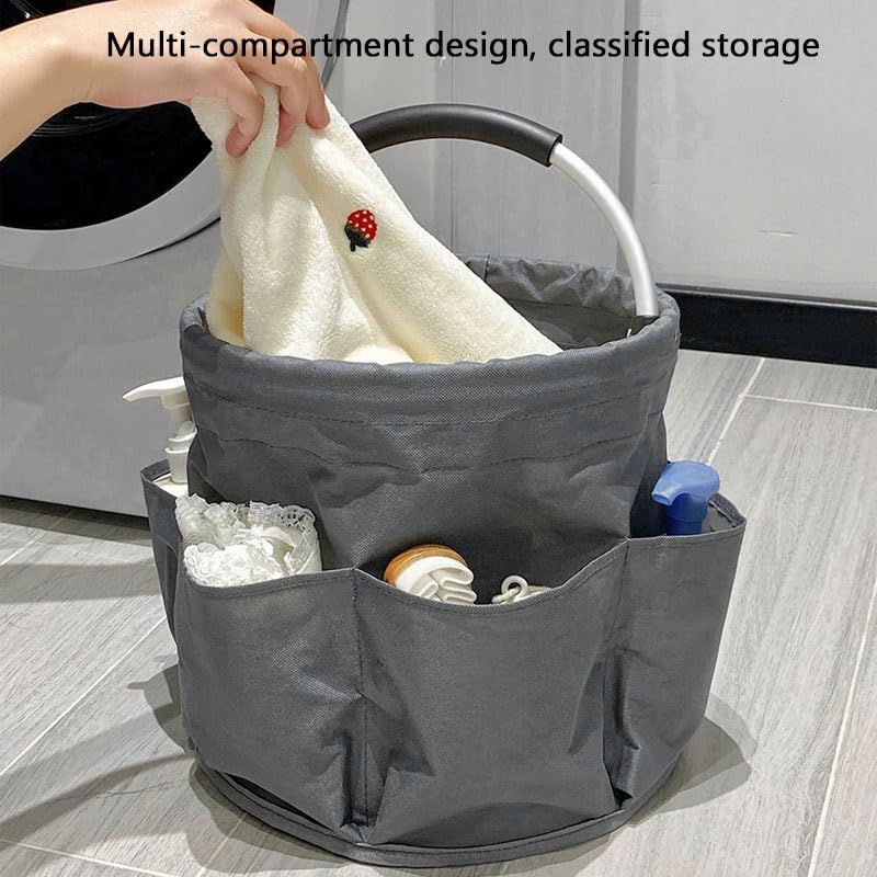 WADY 17L Cleaning Caddy with Handle - Large Capacity Multi-Pocket Organizer Bucket, Foldable Portable Storage Basket for Home & Garden Cleaning Supplies