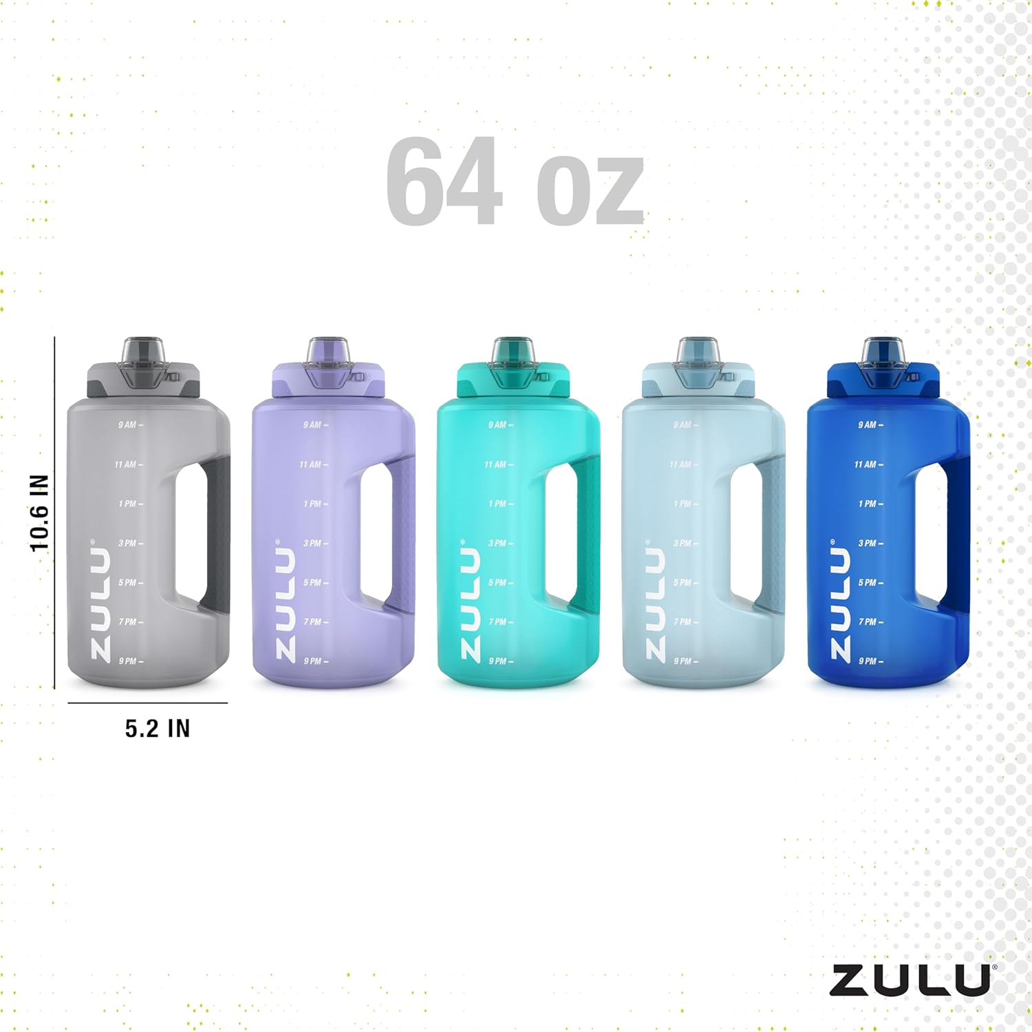 ZULU Goals 64Oz Large Half Gallon Jug Water Bottle with Motivational Time Marker, Covered Straw Spout and Carrying Handle, Perfect for Gym, Home, and Sports, Tropical Violet - Aquaviva image number 3