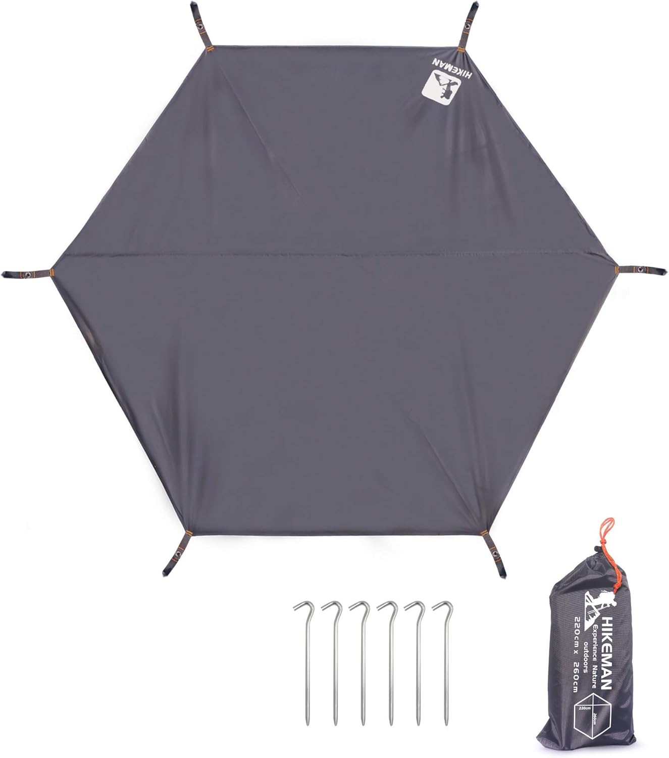 Hikeman Hexagonal Tent Footprint,1-4 Person Ultralight Waterproof Tent Tarp Ground Sheet Mat with 6 Tent Stakes for Camping Hiking Picnic Backpacking image number 3