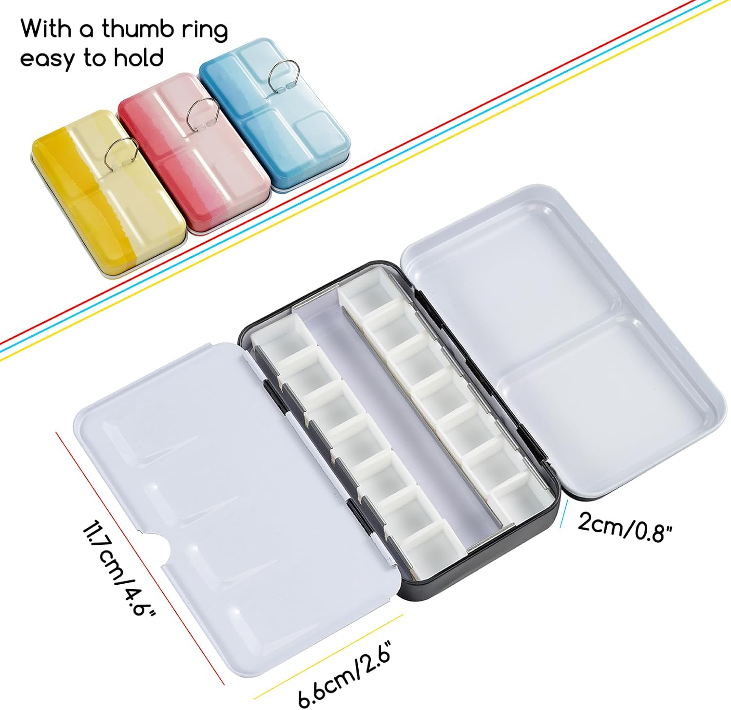 MEEDEN Empty Watercolor Paint Palette: Travel Water Color Palette Tin with 12 Half Pans - Portable Metal Palette Tin Box for Artist Student Adults (Yellow) image number 6
