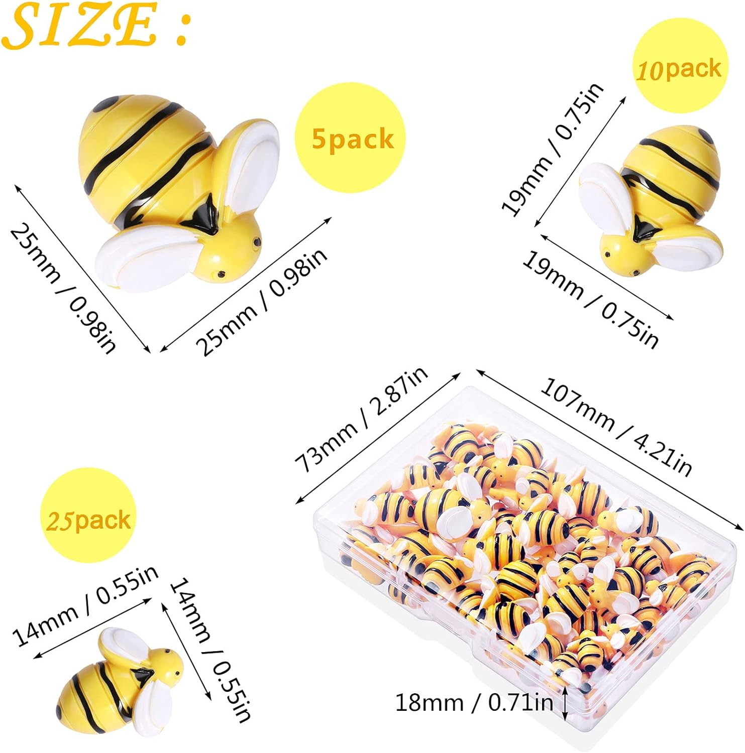 40 Pieces Tiny Resin Bees,Tiny Resin Garden Bumblebees Embellishment Bee Decors with Box DIY Wreath Bees Decoration for DIY Crafts Scrapbooking Party Home Decor
