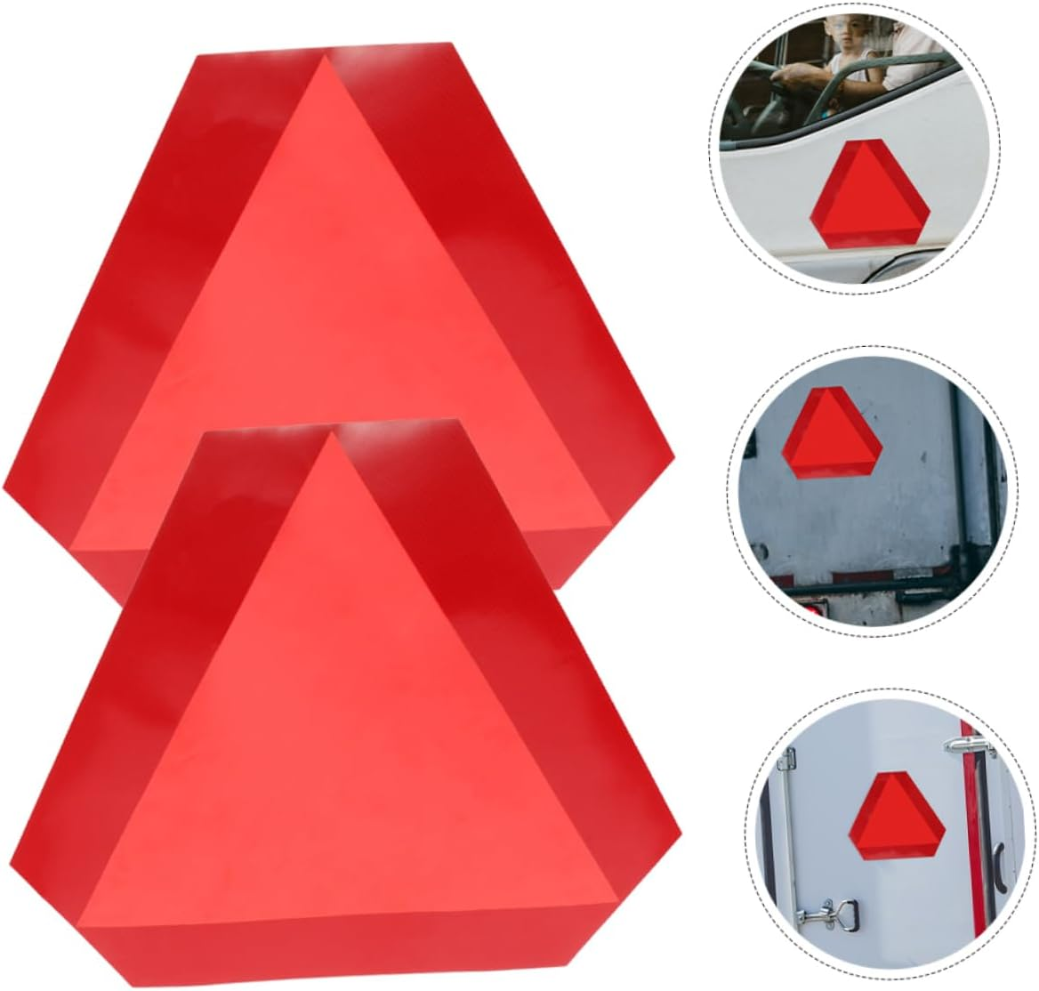 Slow Moving Vehicle Triangle Signs 2 Pack High Visibility Self-Adhesive for Cars Trucks Autos