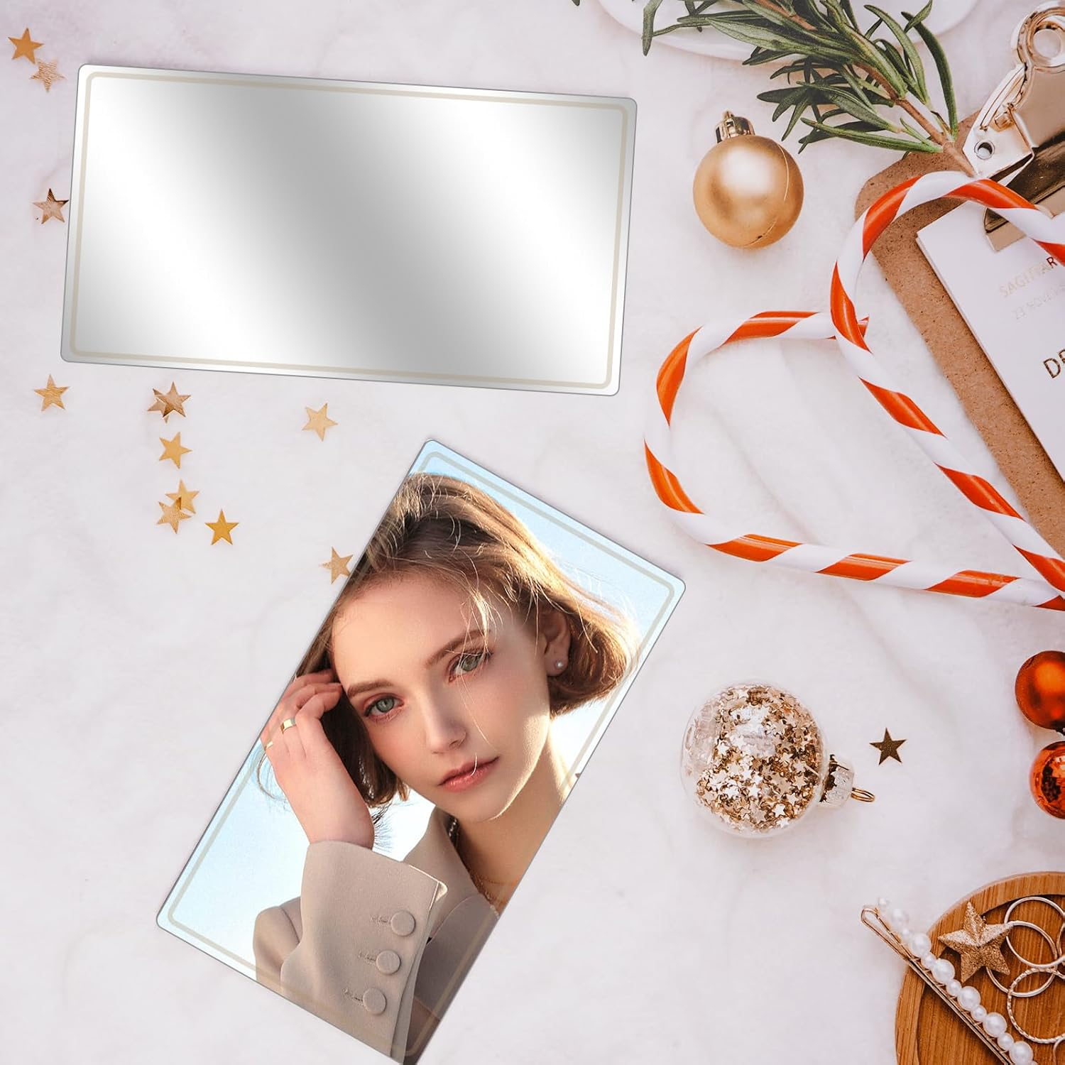 Car Cosmetic Mirror, Sun Visor Mirror, Self-Adhesive Makeup Mirror image number 5