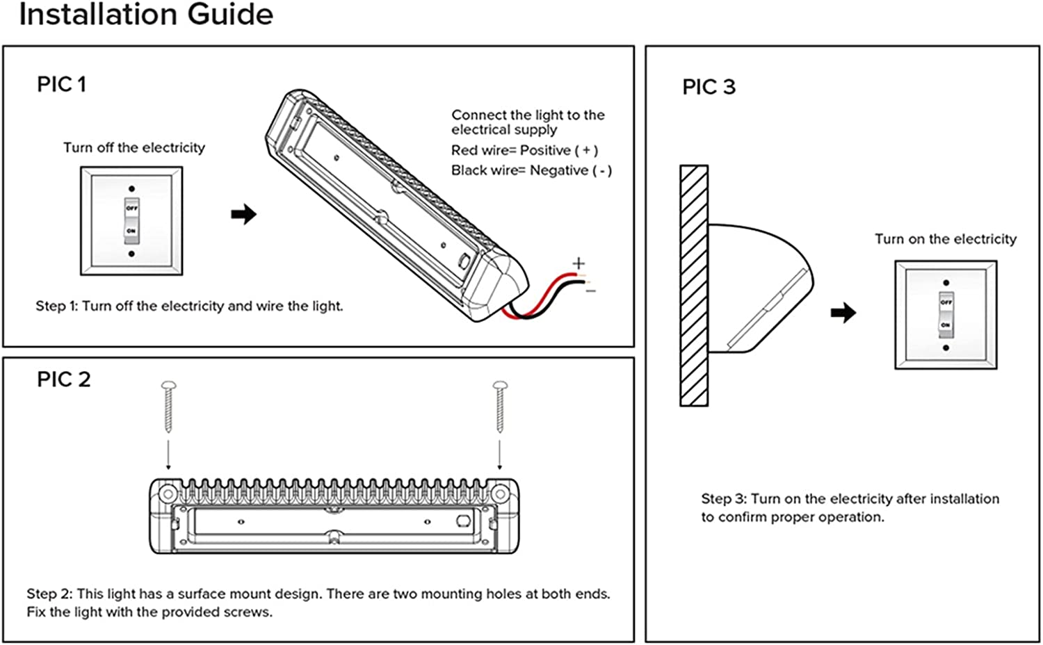 Dream Lighting 12V LED Awning Lights, 720Lm Annex Wall Light Bar for RV, Heavy Duty, 4WD, Truck, Camper Van, Travel Trailer, Boat, Marine, 200Mm Black Shell Waterproof Exterior Lighting - White image number 5