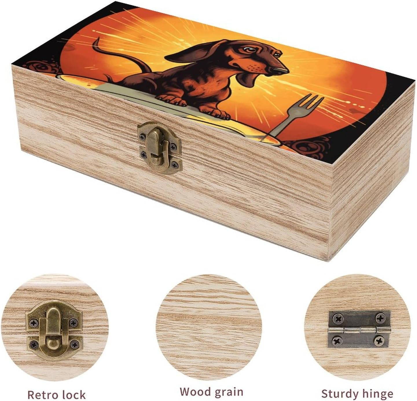Dachshund Wooden Box Wood Wedding Keepsake Boxes with Lids Small Decorative Boxes Lightweight Wooden Memory Storage Box for Crafts Keepsakes Jewelry Photo Letter Storage image number 5