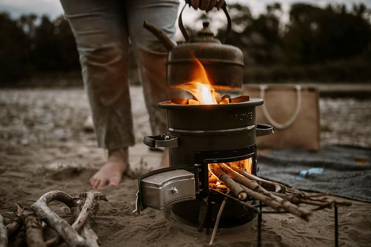 GASONE Rocket Stove &ndash; Premium Wood Burning Camping Stove &ndash; Insulated, Multi-Fuel (Wood, Charcoal, Solid Fuel) &ndash; Cast Iron Top &ndash; Portable, Compact &ndash; Ideal for Backpacking, Hiking, RV, Survival image number 3