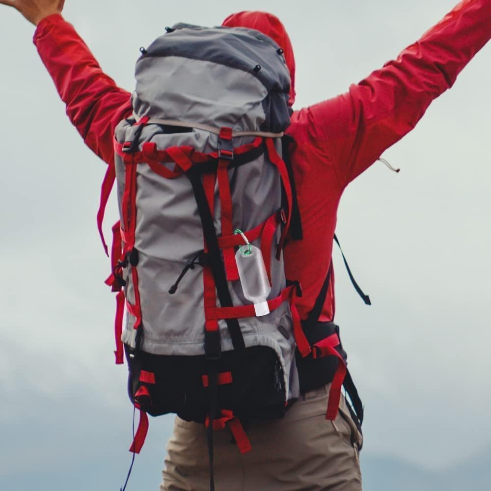 WRENYZK 12 Pcs Travel Bottles with Keychain, Hand Sanitizer Holder, Leakproof Refillable Squeeze Containers, 2 Oz (60 Ml) Portable Squeeze Bottles Kits with Flip Cap for Home Office Outdoor image number 1