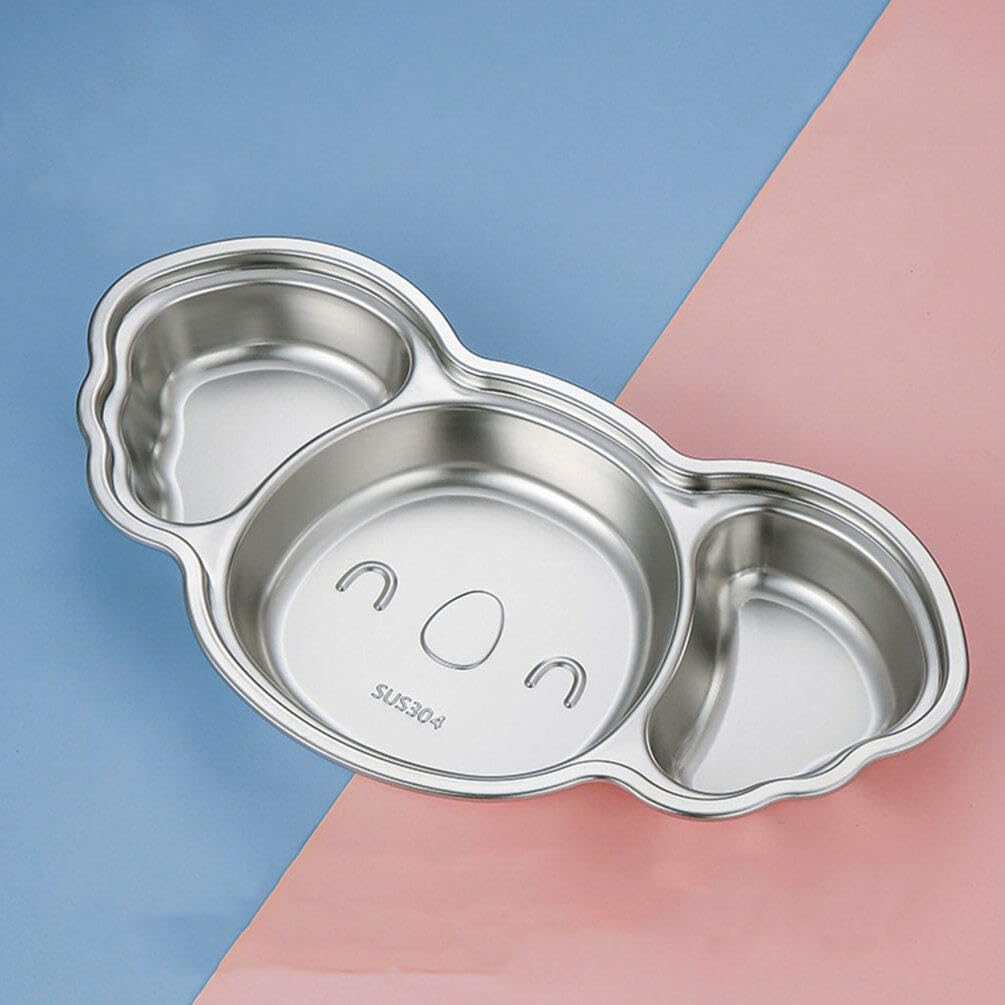 ​UPKOCH 304 Stainless Steel Divided Plates - 3-Section Koala Shape Food Tray for Toddlers, Dishwasher Safe & Spill-Proof (28.5Cm, Silver)​​ image number 4