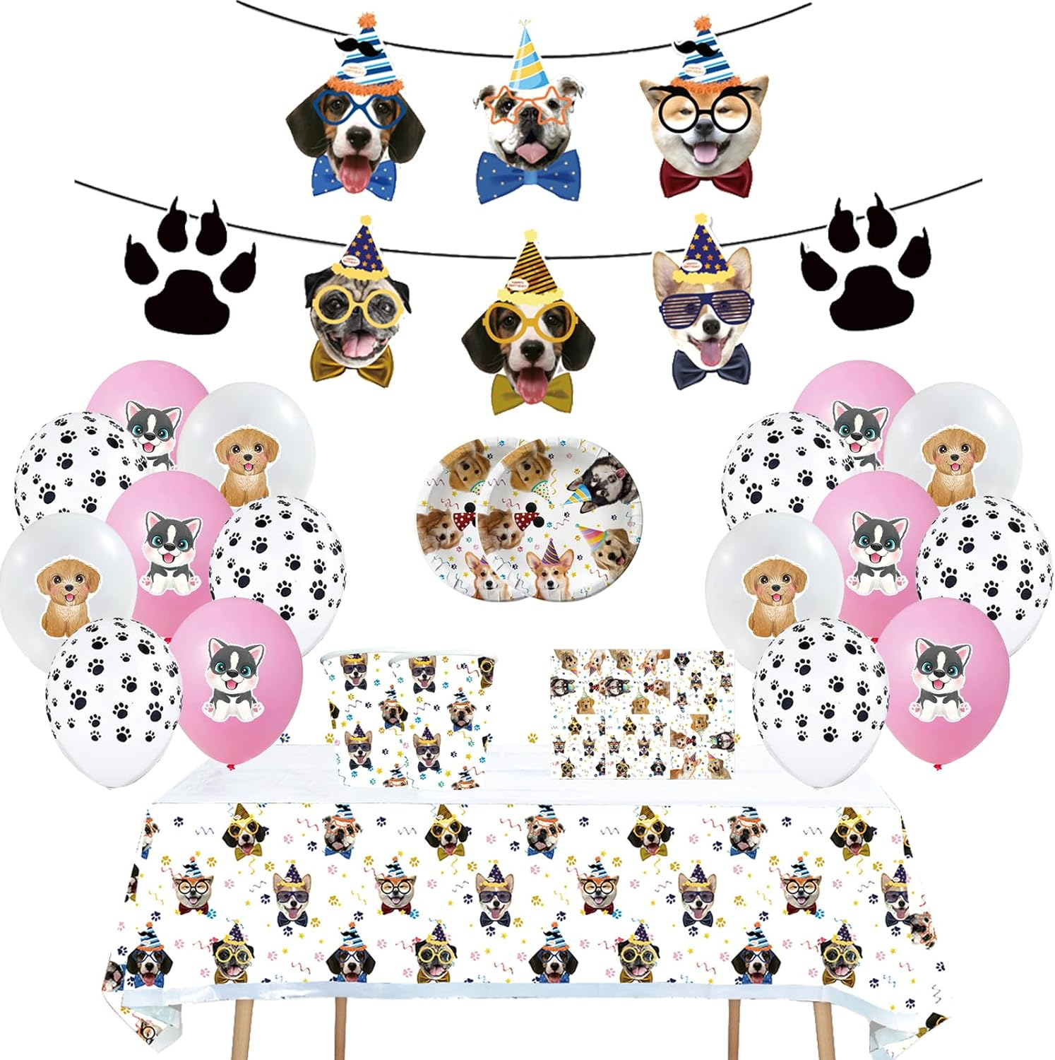Birthday Party Decoration Pet Dog Balloons Decoration Pet Dog Garland Birthday Dog Party Tableware Children'S Birthday Dog Birthday Tableware Puppy Party Decoration Birthday Tablecloth image number 1