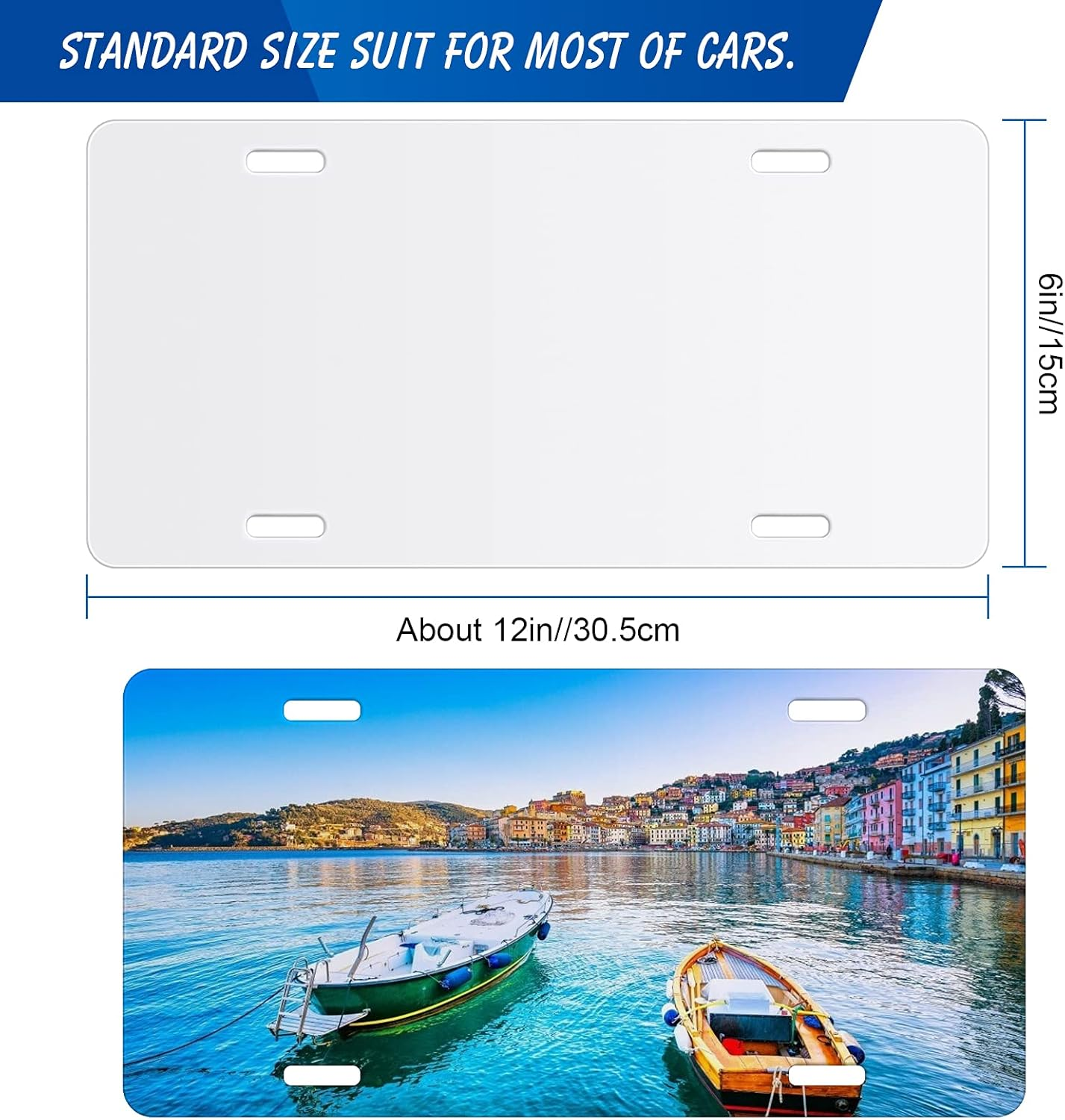 3Pcs Sublimation License Plate Blanks White, Anglekai Aluminium Automotive License Blank Plate for Car DIY Transfer Sheet Sublimation Blanks Bulk Metal Plate Tags for Custom Design License Blank image number 3