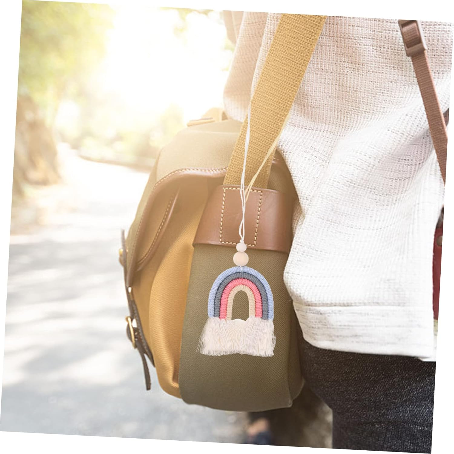 Abaodam 3Pcs Rainbow Hanging Pendant Bohemia Style Adornment Handmade Car Craft Decorative Hanging Ornaments for Home image number 3