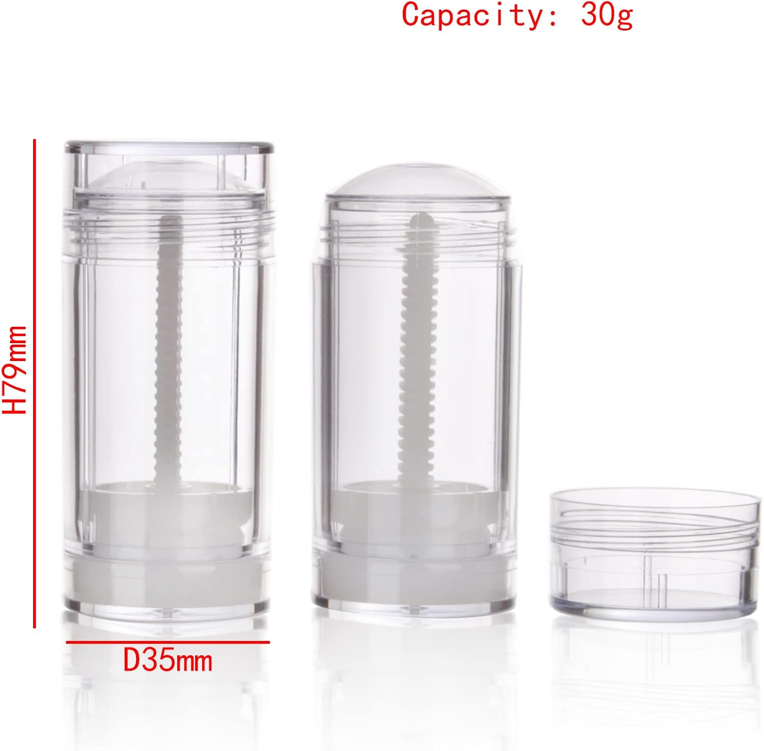 COSIDEA 4Pcs Black round Empty 30G / 1OZ Deodorant Containers Bottom Filling Large Twist up Tubes for Hair Wax Chapstick Tube image number 7