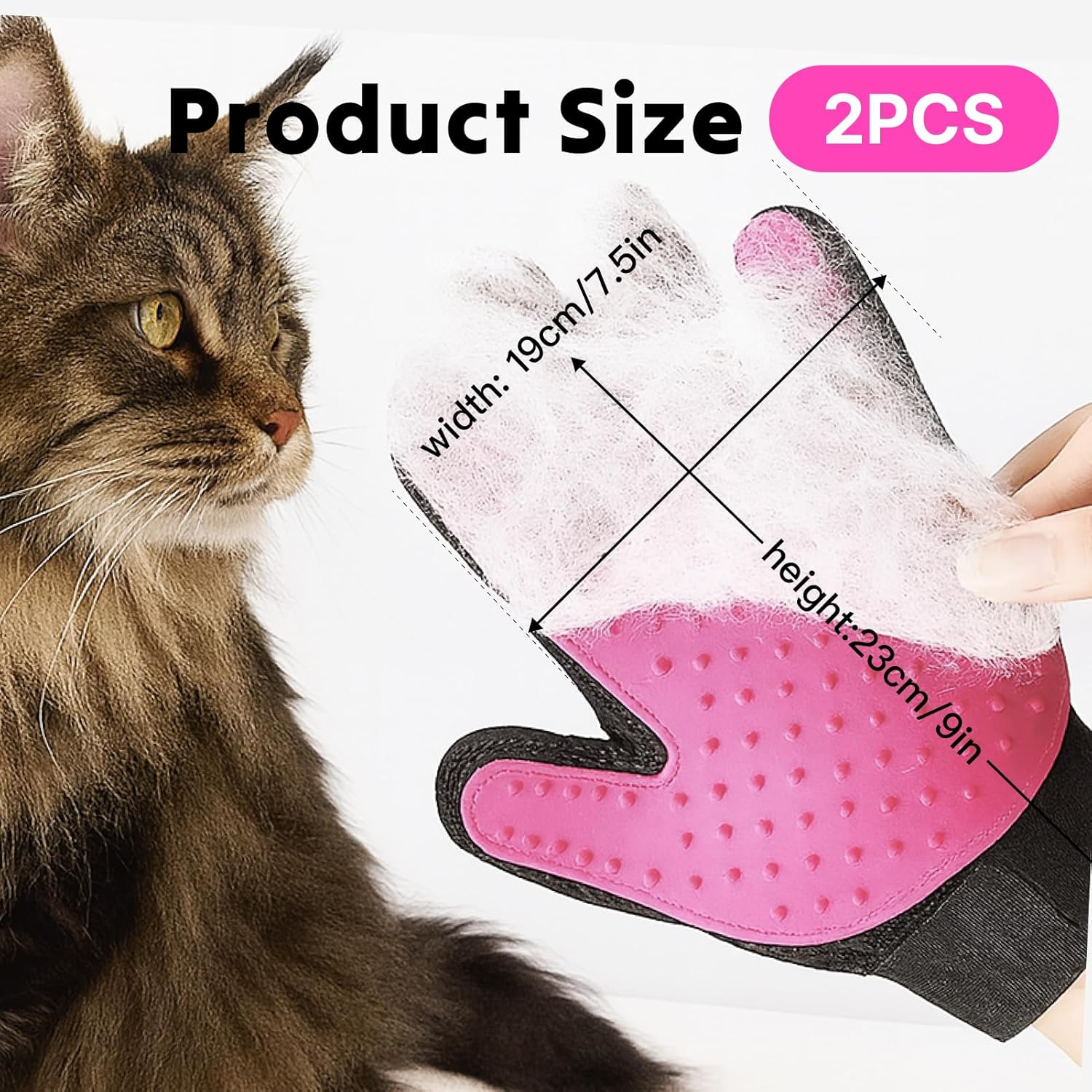 Pet Grooming Glove with Soft Silicone Tips, Five Finger Deshedding Brush Mitt for Dogs and Cats, Effective Hair Remover for Bathing and Massaging, Fits All Hand Sizes Comfortably image number 1