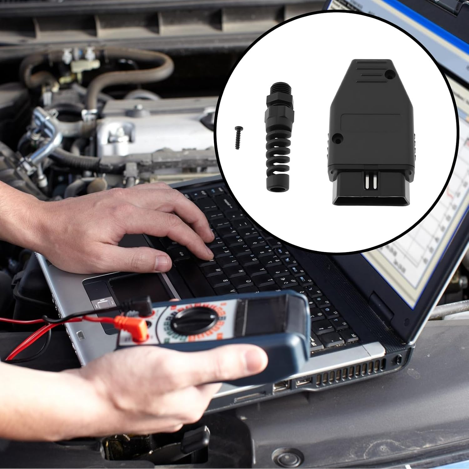 SING F LTD 2 Sets Car OBD2 16 Pin Connectors 12V OBDII Male Wiring Plug Adapter with Screw Shell for Car Truck Black image number 3