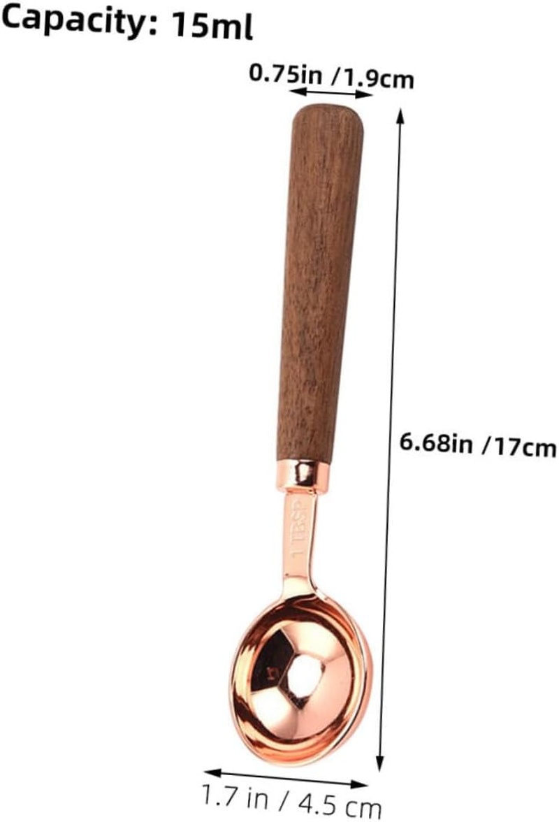 Hohopeti 2Pcs Measuring Spoons Spice Scoops Kitchen Measure Spoons Wooden Handle for Coffee Beans Tea Leaves image number 4