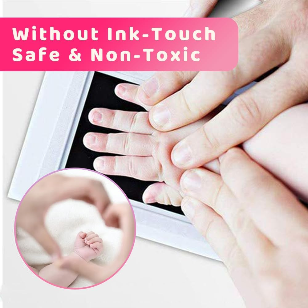 8-Pack Newborn Baby Handprint and Footprint Pet Paw Print Kit Inkless Infant Hand and Foot Stamp with 4 Ink Pads and 8 Imprint Cards (Black) image number 6