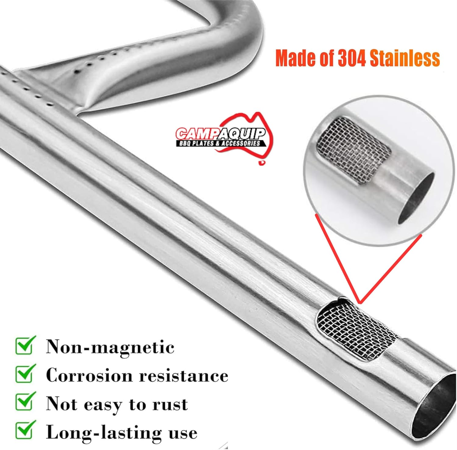 Stainless Steel Grill Burner Replacement for Weber Q Series Q200 Q220 Q2000 Q2200 - Weber Grill Burner BBQ Accesories Tube Pipe - P-Shaped Mega-Flame Burner (NOT for N Series) image number 2