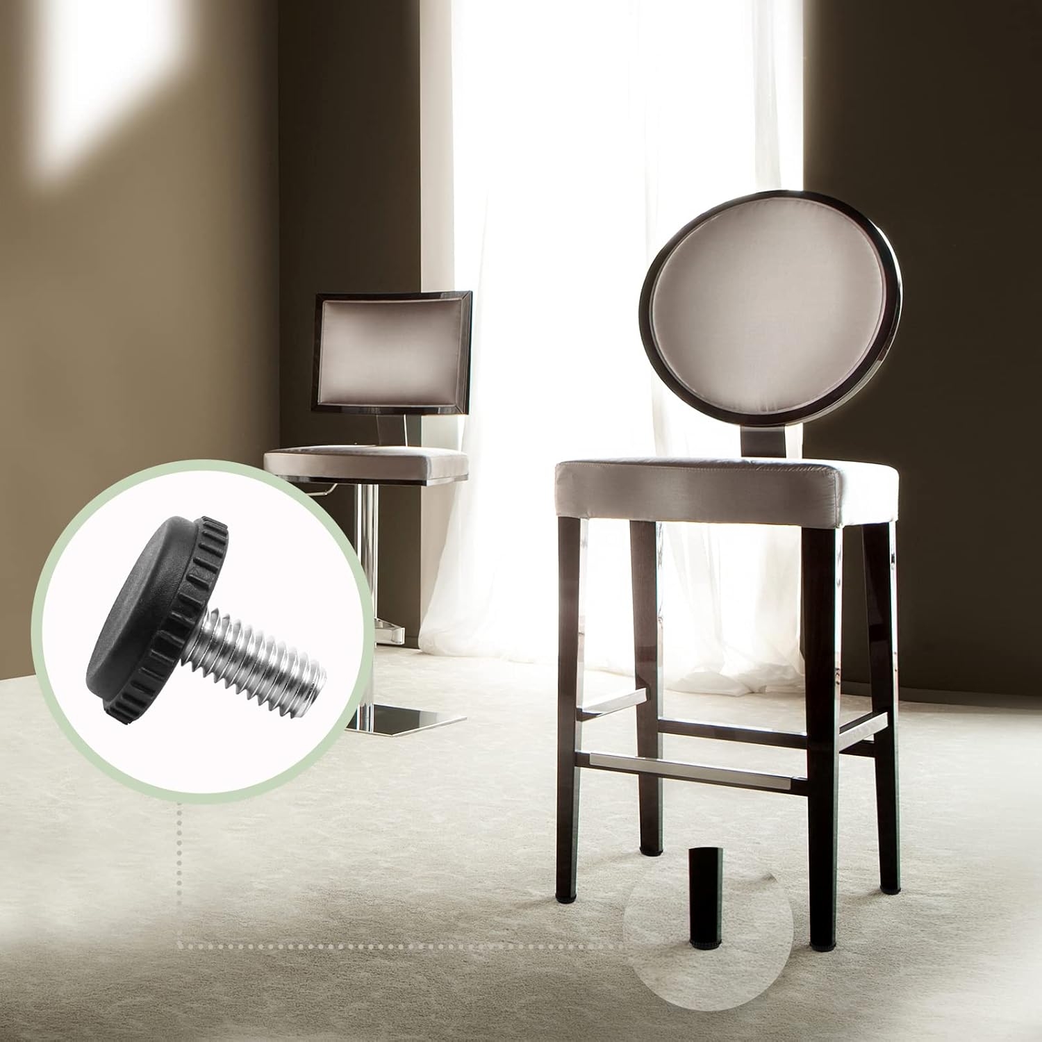 Litoexpe 5/16&rdquo;-18 Stainless Steel Screw Furniture Leveling Feet, Adjustable Patio Furniture Levelers for Table and Chair Legs, 12-Pack image number 4