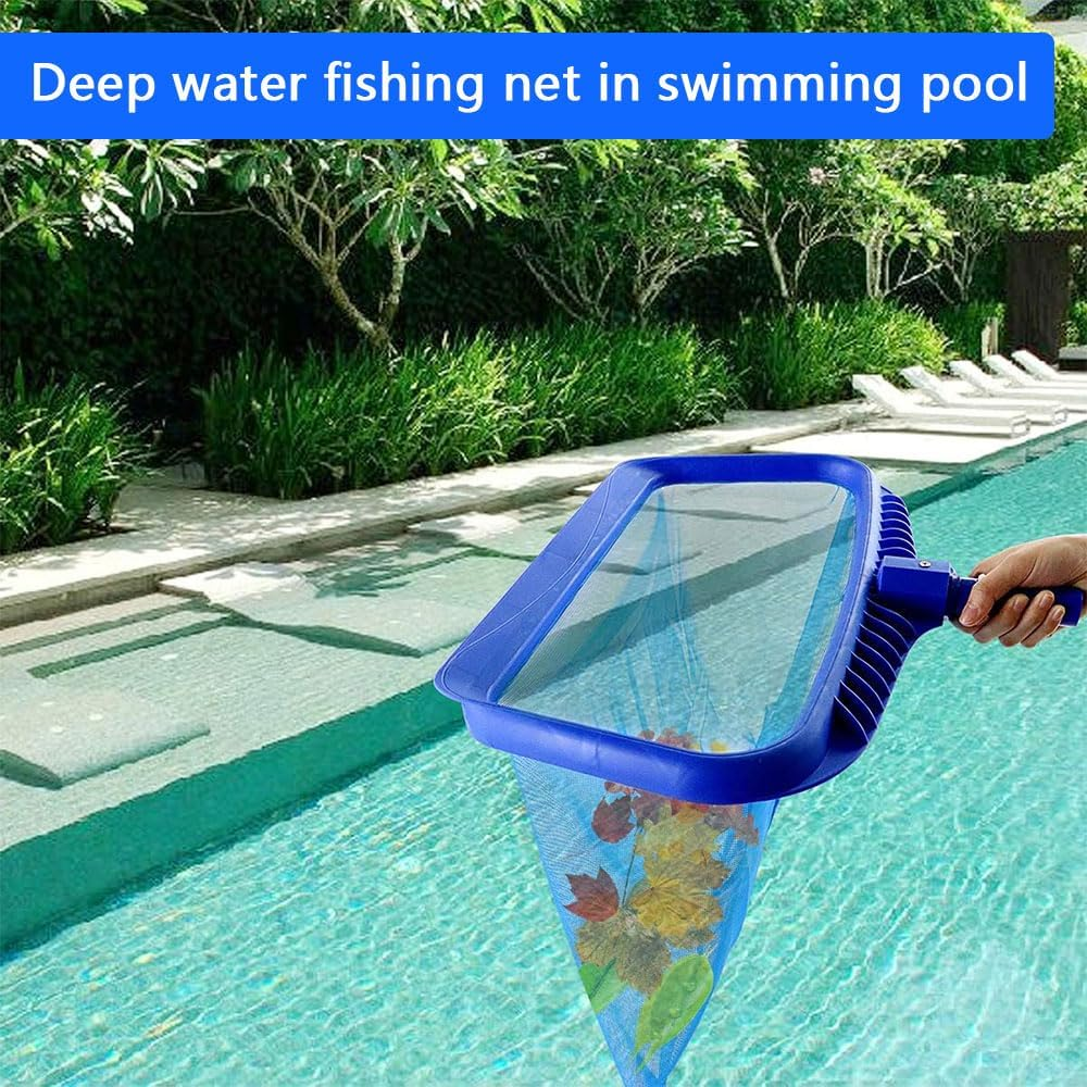 Pool Skimmer Net, 20" Heavy Duty Leaf Rake with Fine Mesh Deep Bag, Plastic Frame Cleaning Tool for Swimming Pools & Ponds, Fits Standard Poles, Blue image number 6