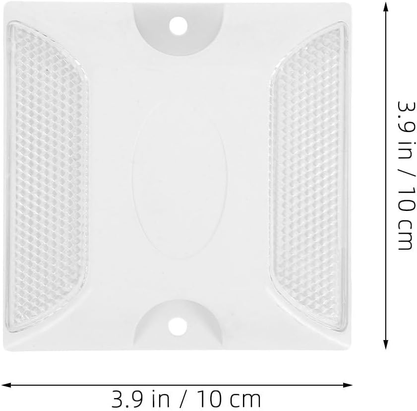 INOOMP 10PCS Reflective Road Stud Markers: 4X4" High-Visibility Pavement Safety Reflectors for Driveway Entrance - Plastic Asphalt Studs for Freeway Garage Crosswalk image number 5