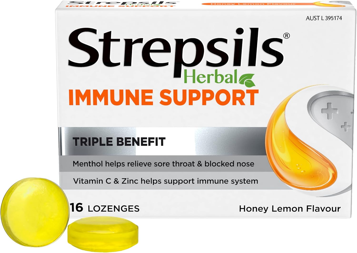 Strepsils Herbal Immune Support Lozenges, Honey Lemon, 16 Pack image number 4