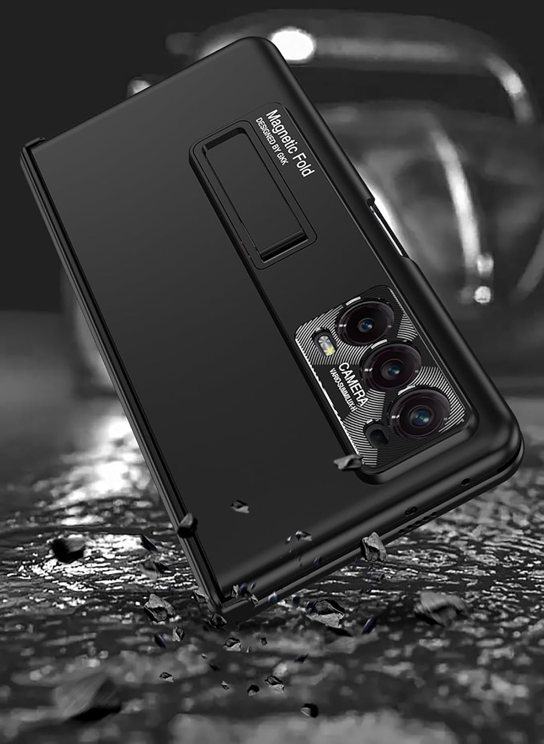 COQUE Honor Magic V2 Case with Tempered Film,Hinged Folding All-Inclusive Shell,Folding Phone Cover for Honor Magic V2-Black, AI009 image number 6