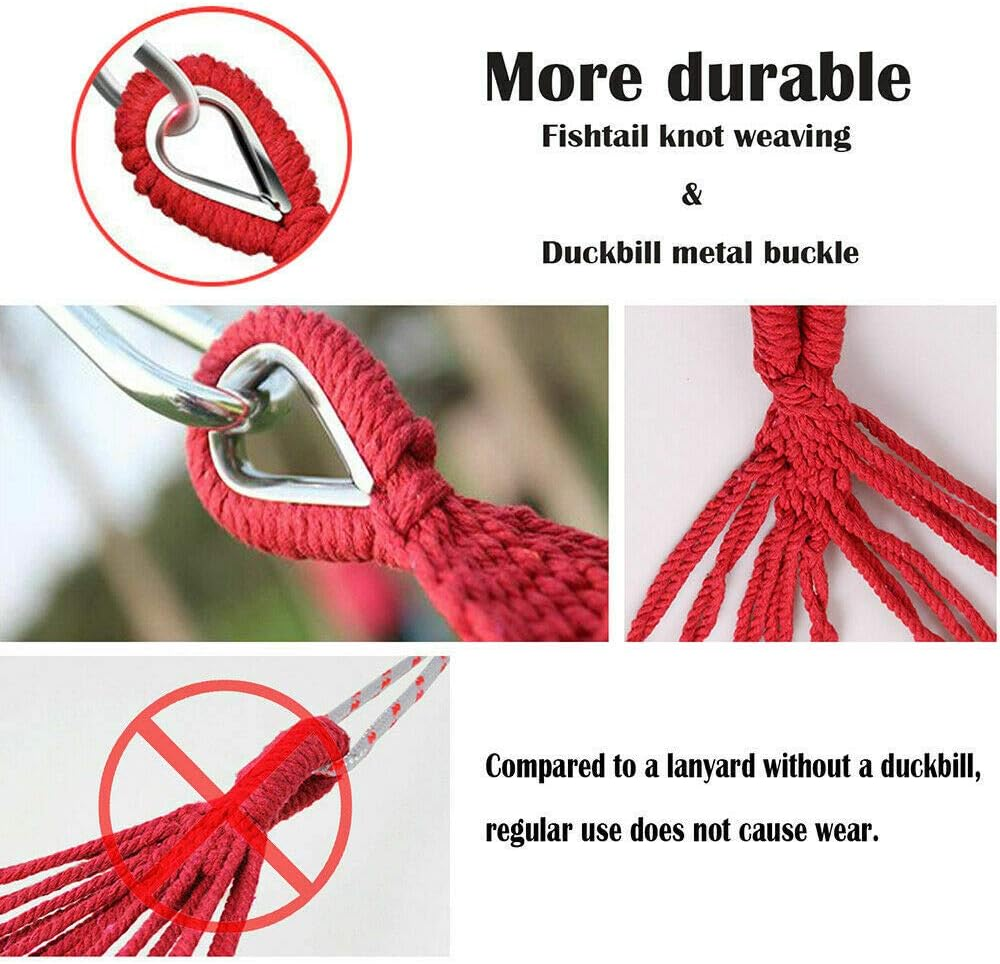 Double Hanging Hammock Outdoor Garden Travel Beach Swinging Bed Camping - Red image number 5