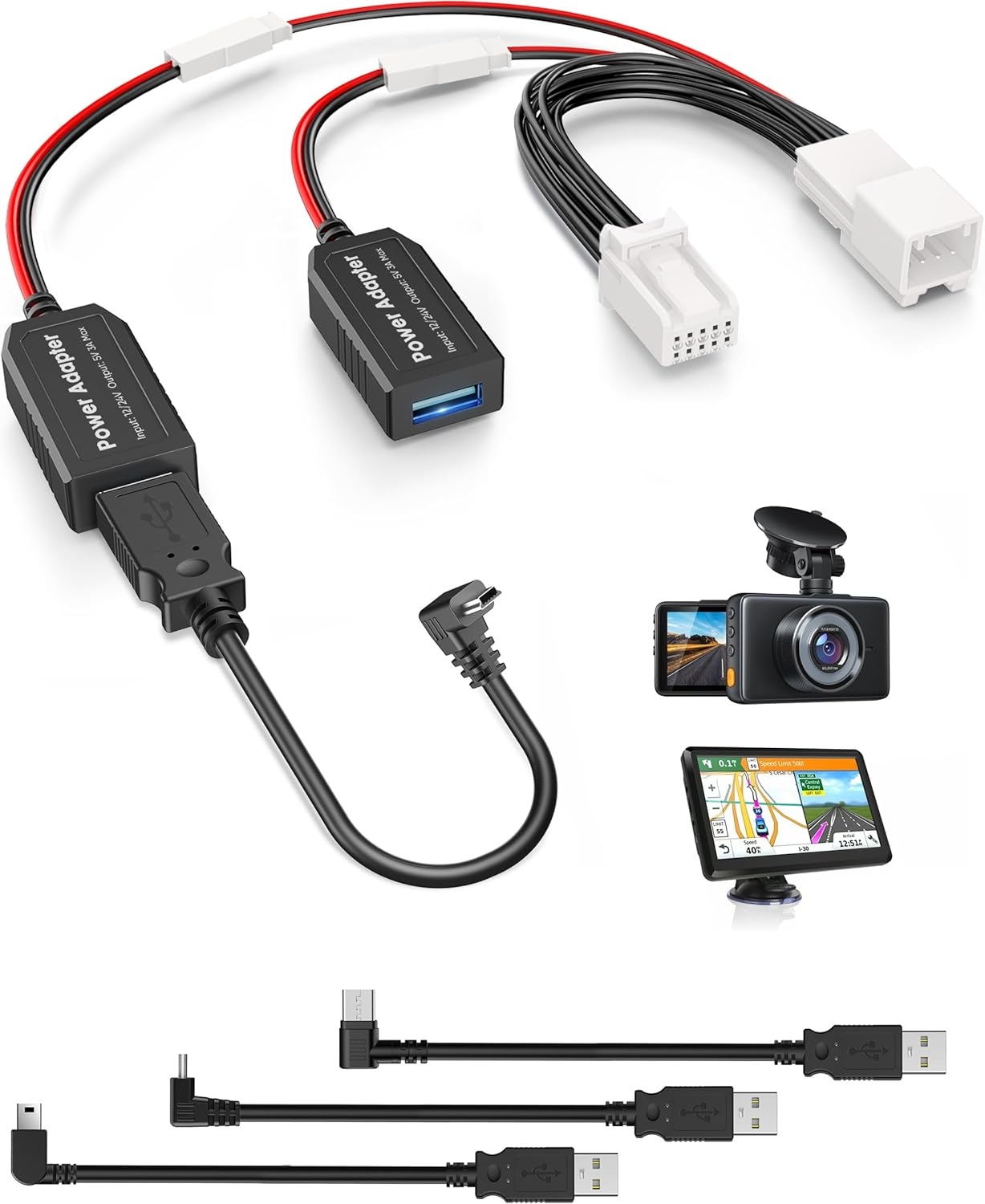 Dash Cam Power Adapter,(10P Type H) Compatible with Select Hyundai/Kia,Connect to Auto-Dimming Rearview Mirror,Built-In Hide Power Adapter Charging Cable for Garmin Nuvi GPS Dashcam Mirror Camera image number 1