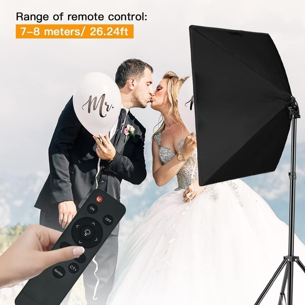 Softbox Lighting Kit, Continuous Photography Lighting Kit with 50Cmx70Cm Soft Box | 150W 3200K-6500K E27 LED Bulb, Photo Studio Lights Equipment for Camera Shooting, Video Recording image number 1