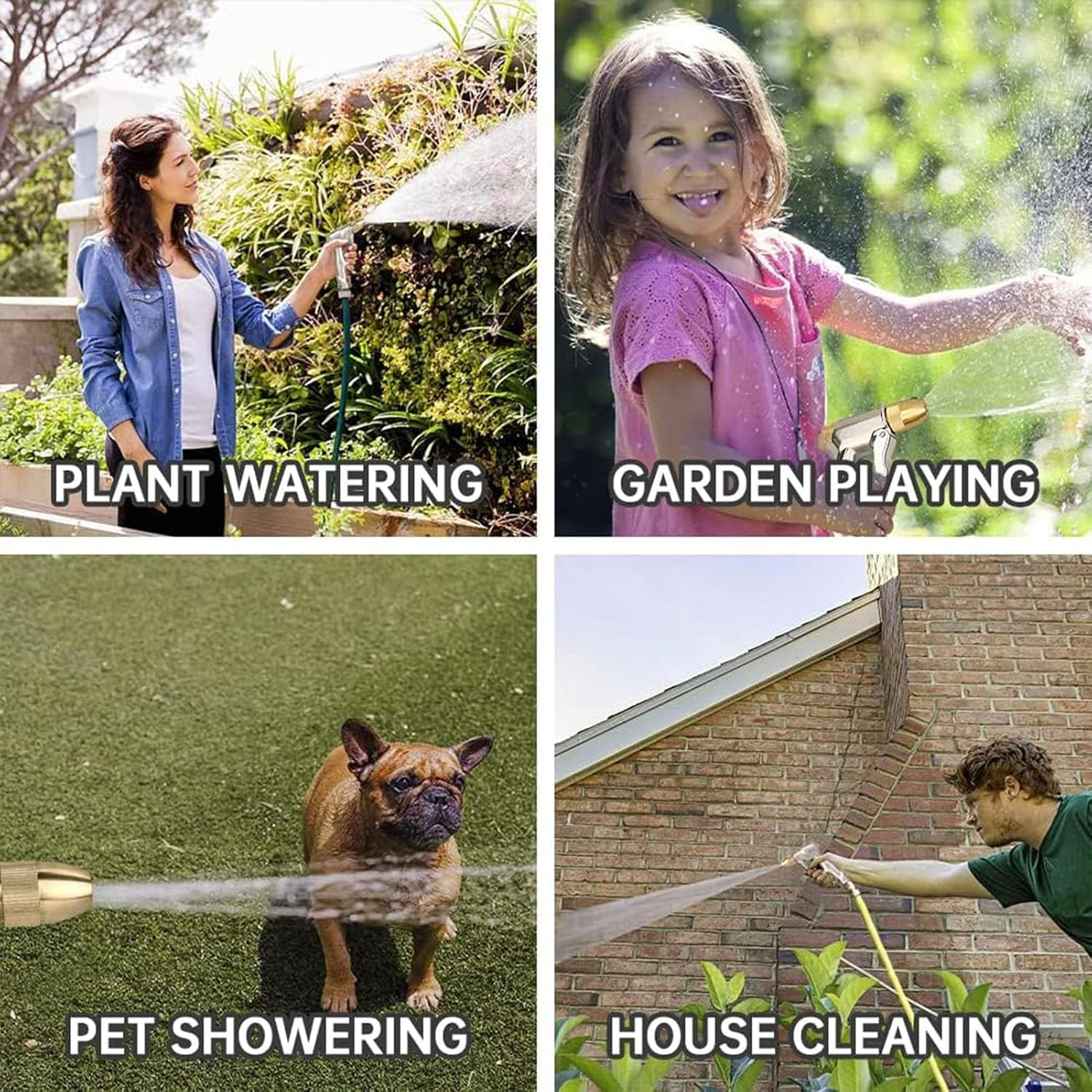 Garden Hose Spray Gun with Full Brass Nozzle, Heavy Duty Metal Water Gun, High Pressure Spray Nozzle Hose Spray Gun for Car & Pet Washing, Plants Watering, Lawn and Garden Cleaning image number 6